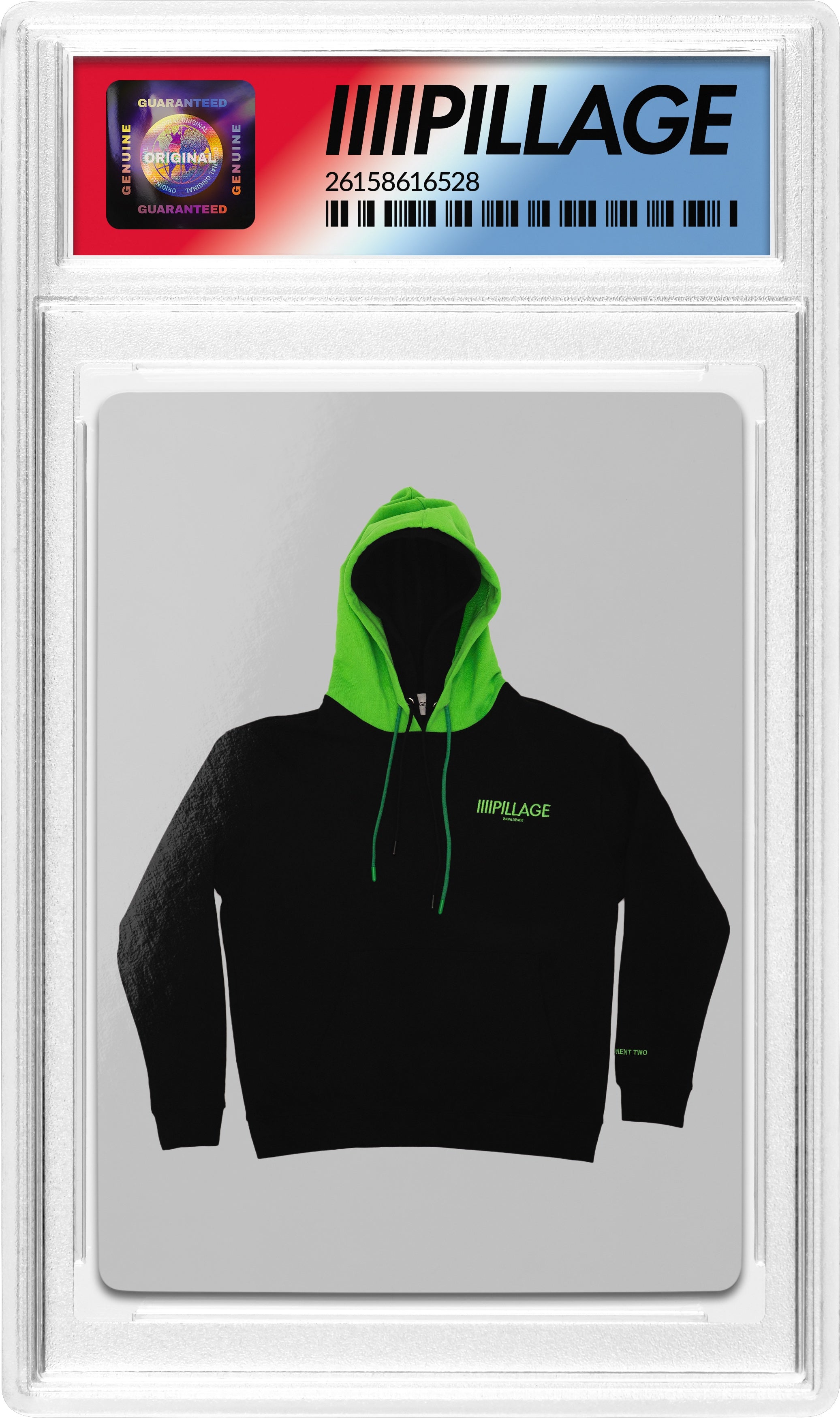 PILLAGE WORLDWIDE - TWIN HOOD PULLOVER - BLACK/GREEN