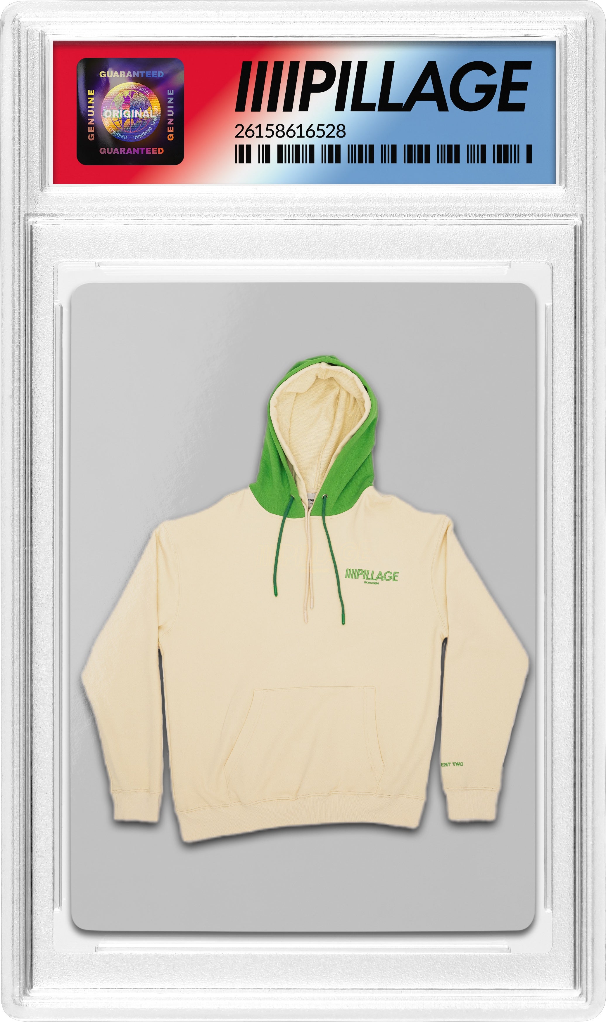 PILLAGE WORLDWIDE - TWIN HOOD PULLOVER - CREAM/GREEN